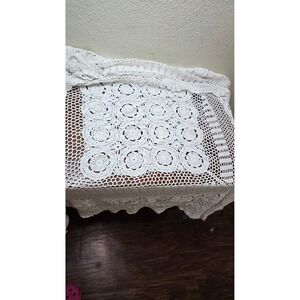 Unbranded Crochet Lace Tablecloth White Floral Cottagecore Vintage Style